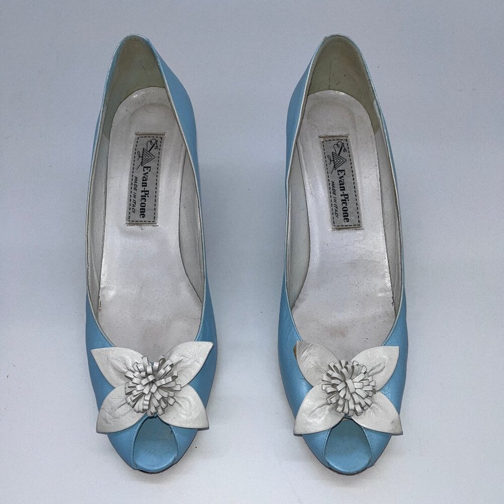 Vintage Evan Picone Peeptoe Pumps with Flower